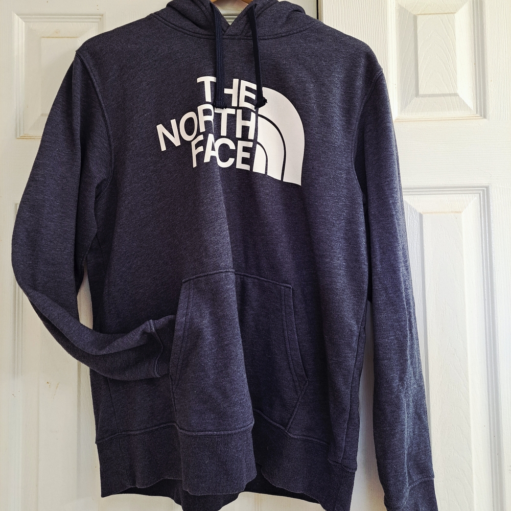 The North Face Men's Heathered Navy Blue Hoodie Size L